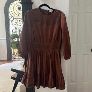 byTimo Brown Embroidered Dress Sz L